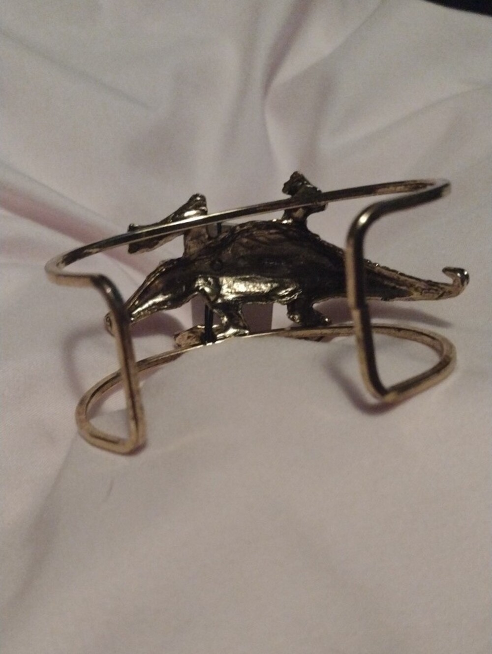 Yochi Gold Alligator Statement Cuff Bracelet - Picture 3 of 8